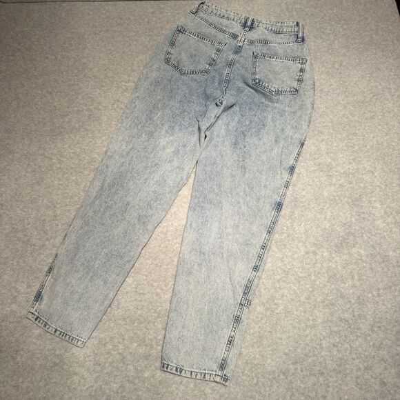 Free People High Rise Button Fly Tapered Jean Light Wash Distressed Look Size 27 - Picture 2 of 13